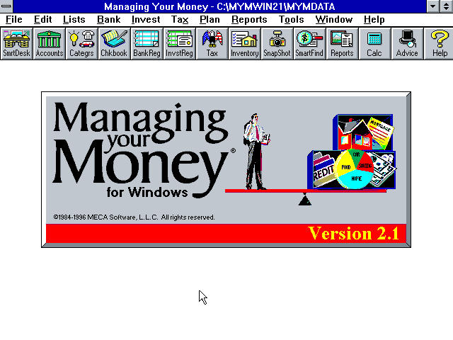 Managing Your Money 2.1 for Windows  - Splash